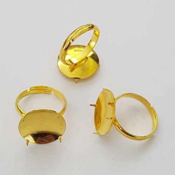 Soporte de anillo ajustable con 4 garras plateado N&deg;02 Oro