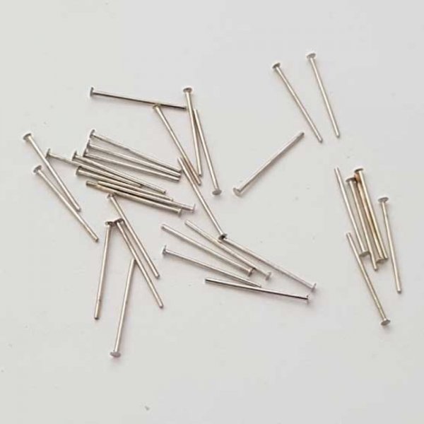 Tige / clou 15mm &agrave; t&ecirc;te plate argent Vieilli x 10 pi&egrave;ces