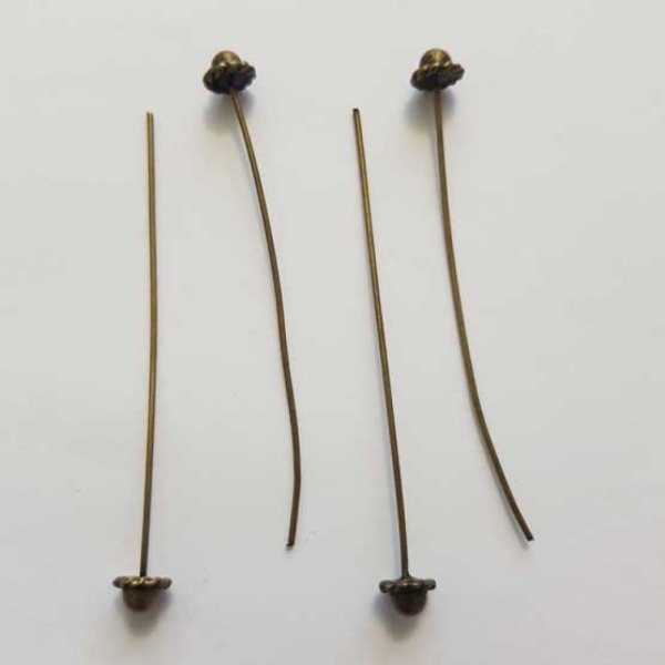 Tige / clou 54mm &agrave; t&ecirc;te boule fantaisie N&deg;02 bronze x 1 pi&egrave;ce