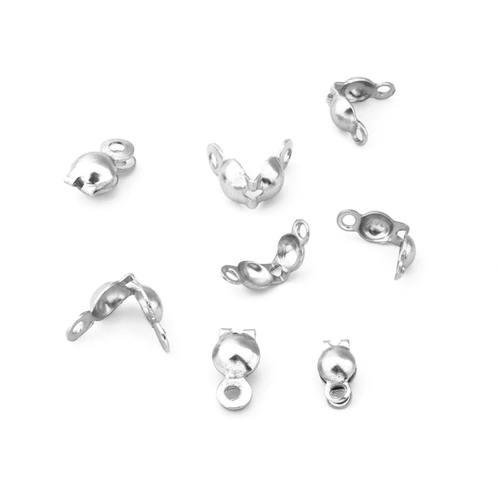 X 10 perles cache nœud fermoir acier inoxydable 7 x 3.5 mm