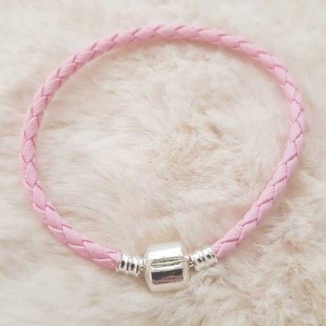 Pulsera de clip trenzada europea 01 DE 15 A 23 CM Rosa