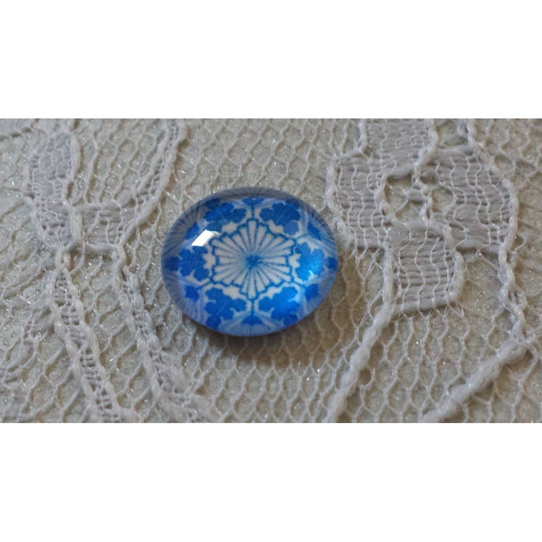 cabujón de vidrio redondo 12mm flor azul 031 