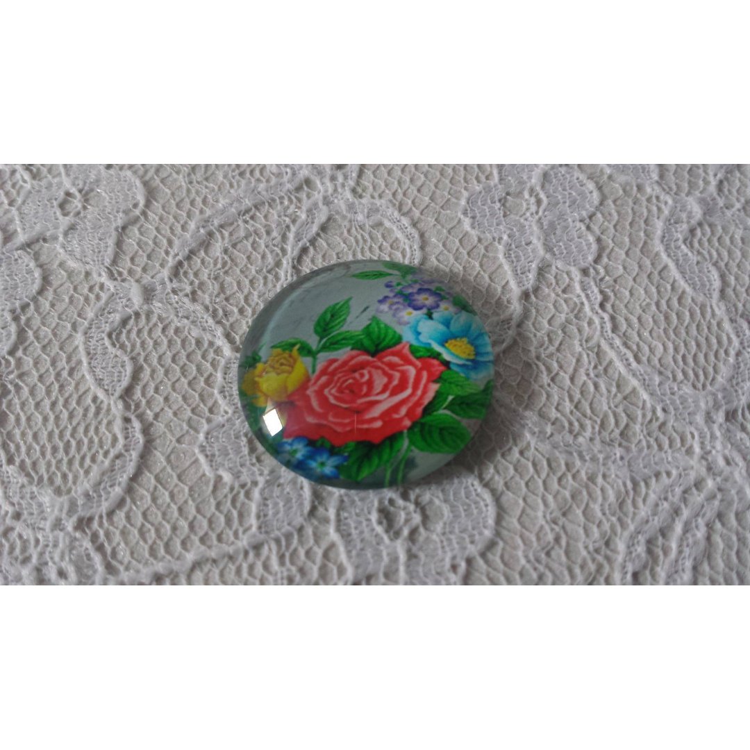 cabujón de cristal redondo 25mm flor 01-005 