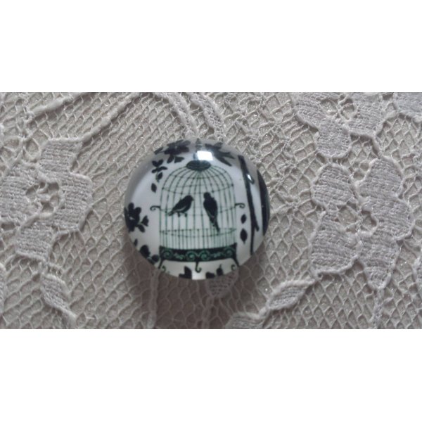 cabuj&oacute;n vidrio redondo 25mm aves 006 