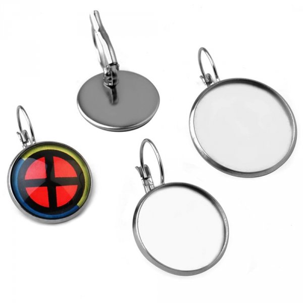 pendiente cabuj&oacute;n acero inoxidable 20 mm N&deg;07