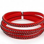 Cuero 06 mm Rojo con incrustaciones de strass 1 metro