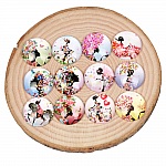 Lote de 20 cabujones redondos de cristal 25mm Flower Girl Butterfly Mixed Glass cabochon