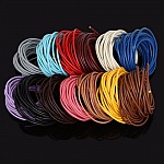 1 metro Cordón redondo de cuero liso Azul 3 mm