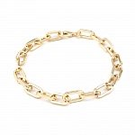 Pulsera de malla ovalada bañada en oro de 16 quilates 22 cm N°03