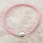 Pulsera de clip trenzada europea Liso 02 DE 15 A 23 CM Rosa