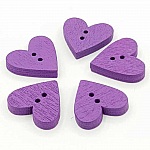 Botón corazón de madera morado N°01-03