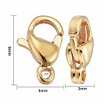 1 Cierre de acero inoxidable Chapado en oro de 24K Cierre de langosta 9 x 6 mm Oro
