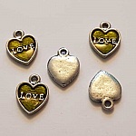 Breloques Cœur N°80 Argent et Vert