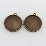 2 supports cabochons de 25 mm bronze, pendentifs cabochons 43AB