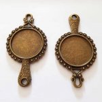 1 support cabochon Rond Miroir Bronze