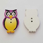 Bouton bois Chouette Violet N°01