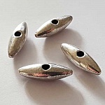 Perle ovale 1 trou en métal argenté galet 24mm 10