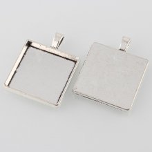 2 x 25mm plata cabujón titulares, cabujón colgantes 43AS