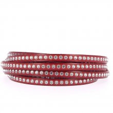 Cuero rojo 06 mm Swarovski strass por 20 cm