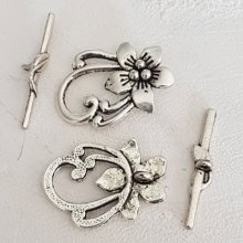 5 cierres de palanca motivos florales plata romántica