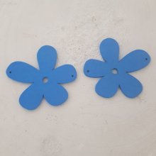 Colgante o conector Flor Madera 57 mm Azul