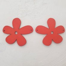 Flor Colgante o conector de madera 57 mm Rojo