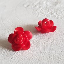 Botones fantasía para niños y bebés Diseño floral N°03-03 Rojo