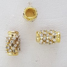 Cuenta de oro y strass N°01 x 5 piezas