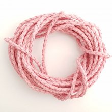 Cordón redondo 1 metro imitación cuero trenzado Rosa Oscuro 3 mm