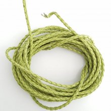 1 metro Cordón redondo trenzado imitación cuero Anís verde 3 mm