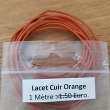 1 metro Cordón redondo de cuero liso Naranja 1 mm