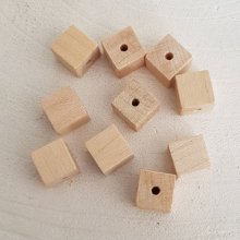 10 perlas de madera cubo / cuadrado 10 mm en bruto