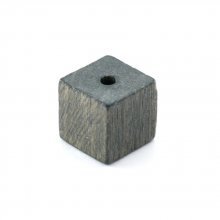 10 Cuentas de Madera Cubo / Cuadrado 10 mm Gris Oscuro