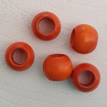 5 cuentas de madera redondas 14/11 mm naranja