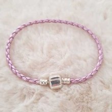 Pulsera de clip trenzada europea Plain 02 DE 15 A 23 CM Púrpura Plata