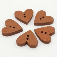 Botón corazón de madera marrón N°01-02