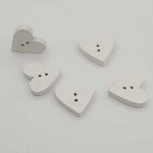 Botón de madera, corazón blanco N°01-05