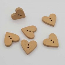 Botón corazón de madera beige N°01-06