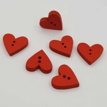 Botón corazón de madera rojo N°01-07