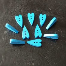 Botón corazón de madera azul N°02-01
