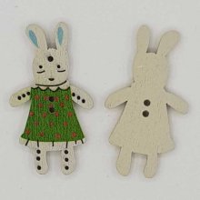 Botón de madera conejo verde N°01-03