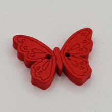 Botón mariposa de madera rojo N°01-06