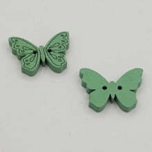 Botón mariposa de madera verde N°01-07