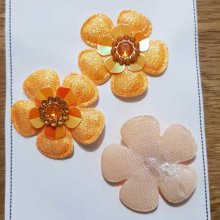 Lote de 3 flores 5 pétalos Telas Naranja