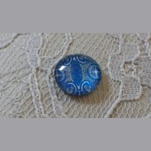 cabujón de vidrio redondo 12mm flor azul 039 