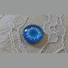 cabujón de vidrio redondo 12mm flor azul 038 