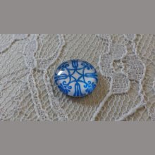 cabujón de vidrio redondo 12mm flor azul 035 