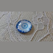 cabujón de vidrio redondo 12mm flor azul 032 