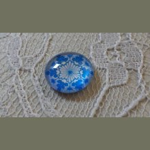 cabujón de vidrio redondo 12mm flor azul 031 