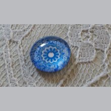cabujón de vidrio redondo 12mm flor azul 026 